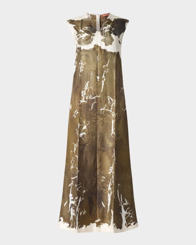 Cherie Long Printed Silk Dress